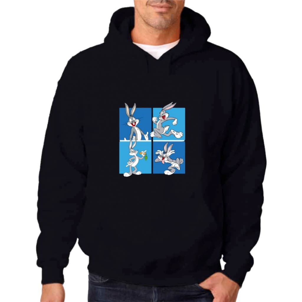 Moletom Preto Liso Canguru Pernalonga Com Capuz Bolso Coleção Inverno Promoção Blusa Personalizada