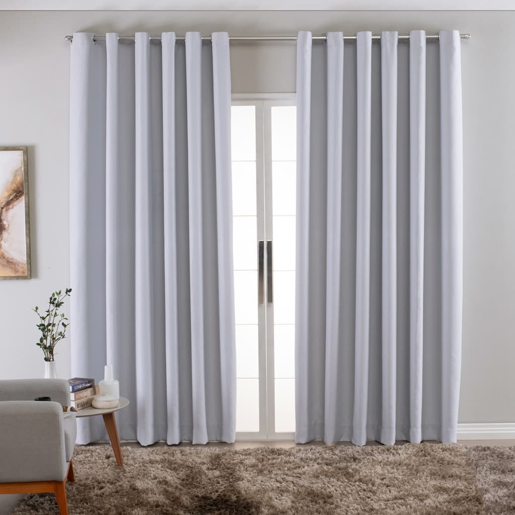 Cortina Tecido Blackout Branca 280x200cm Para Varão