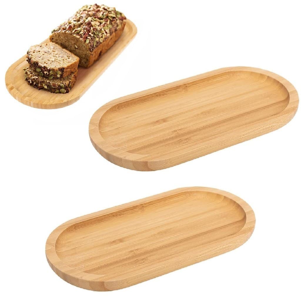 3 Tábuas Petisqueira Bandeja Oval De Bambu Para Servir 32cm