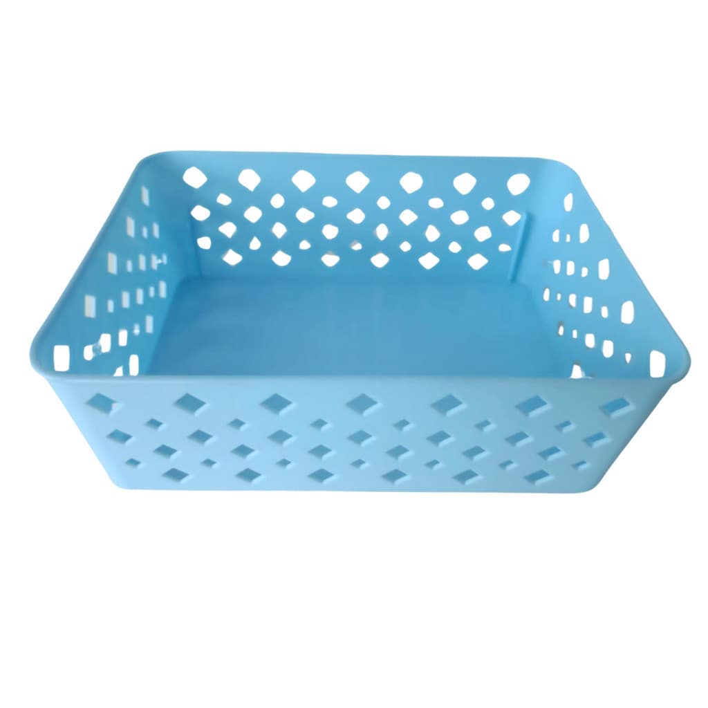 Cesto Organizador Multiuso Premium Azul 19x13,5x6,5 cm Para Armario Gaveta Geladeira Banheiro Cozinha Lavandeira