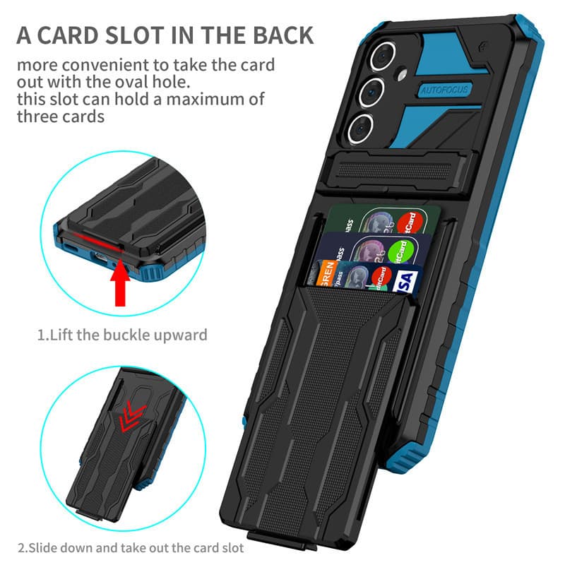 Capa Anti-Impacto Armadura Suporte De Celular Para Samsung Galaxy A73 A72 A55 A54 A53 A52 A52S A51 A42 A35 A34 A33 A32 A31 A25 A24 M23 4G 5G Proteção De Câmera Com Compartimento Cartão