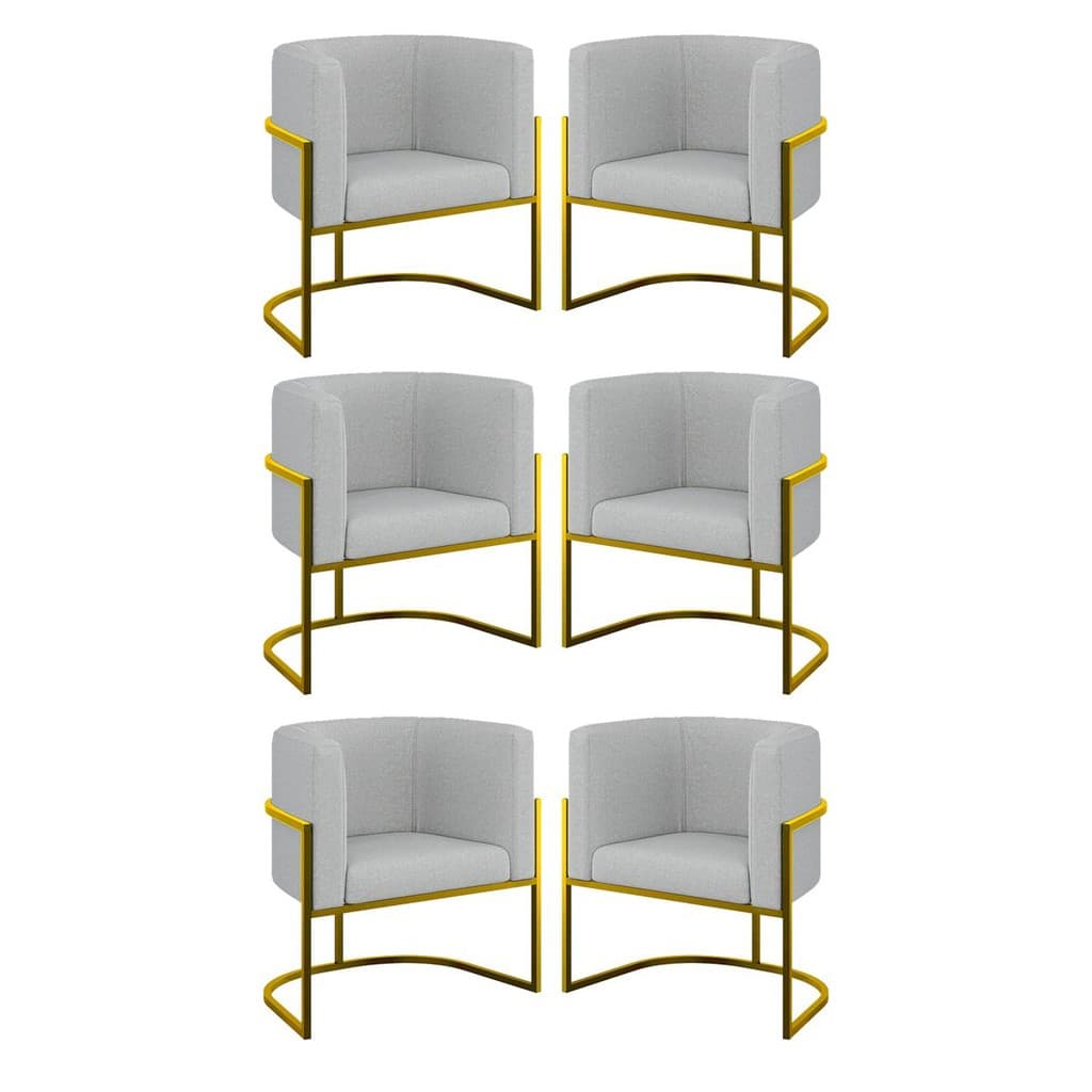 Kit 6 Cadeiras Poltrona Lua Bouclê Sala Quarto Gold Balaqui