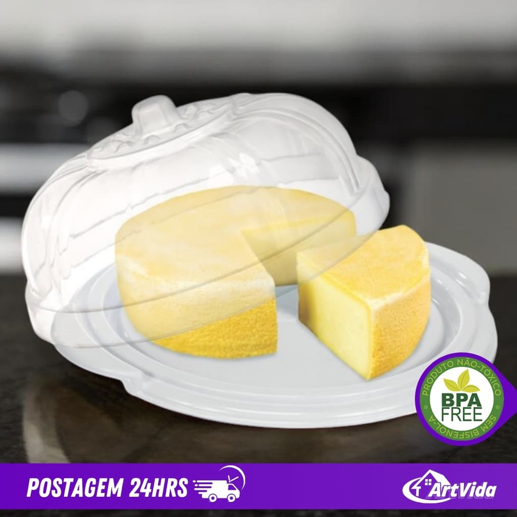 Queijeira Porta Queijo Prime Plastico Livre BPA Organizador Resistente Freezer Microondas = ArtVida