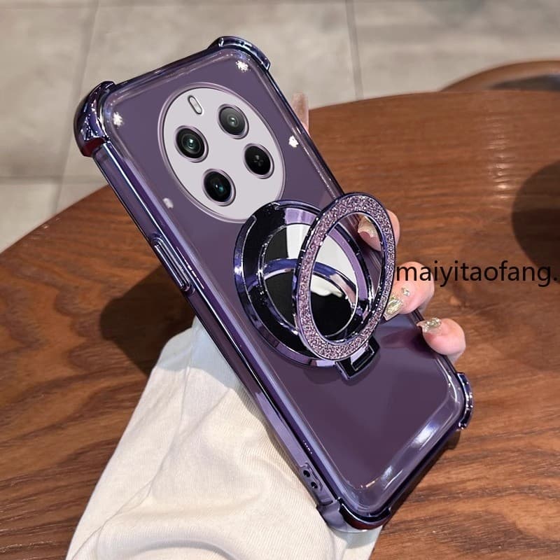 Capa para Realme 12 pro 5g realme 12 PLUS + 5g 2024 Capa de telefone Suporte de espelho magnético transparente Capa de S