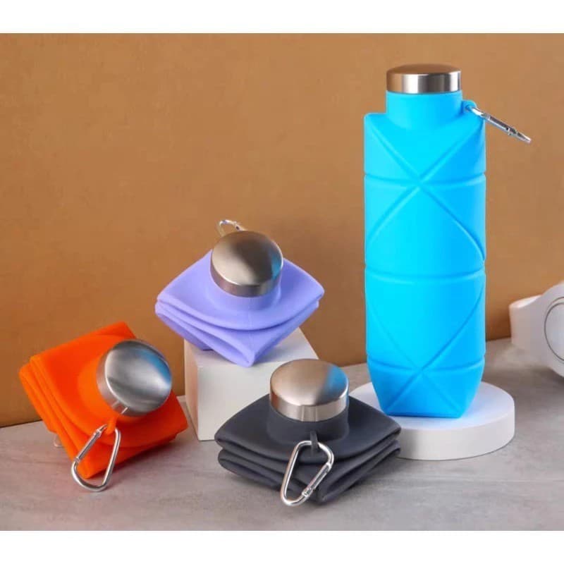 Garrafa de água dobrável de silicone de chaleira portátil esportes ao ar livre compressão viagem 700ML-envio imediato