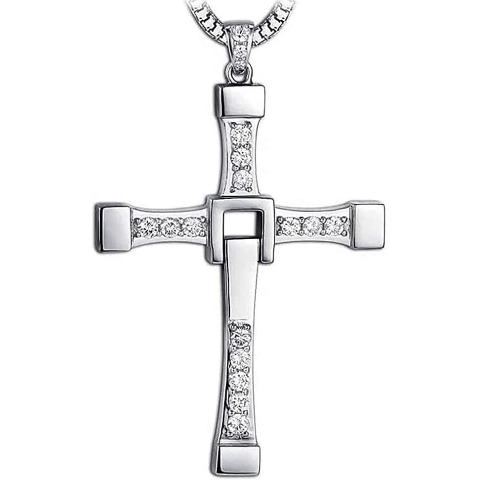 Colar Velozes e Furiosos Toretto Vin Diesel Cordão e Cruz Aço Inox