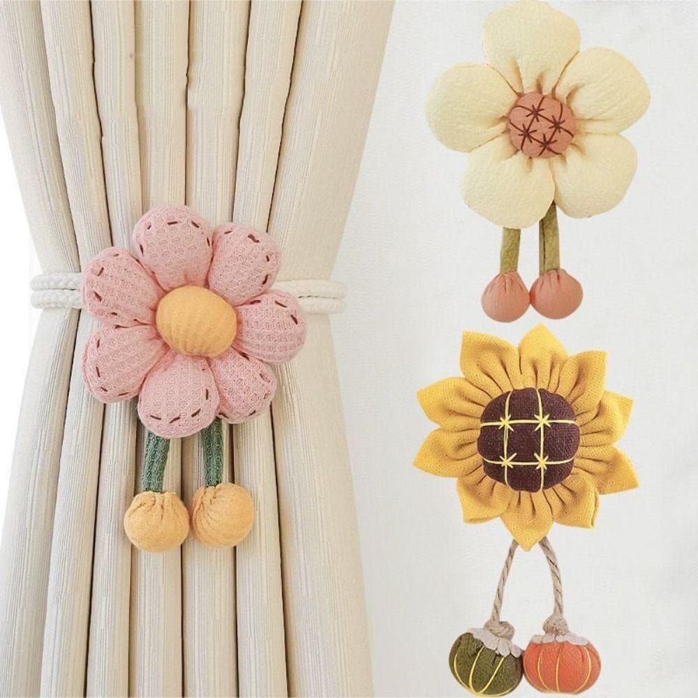 HUIJIANG 2 Pcs Tieback De Cortina De Girassol , Suporte Em Forma De Flor Corda De Cortinas , Criativo