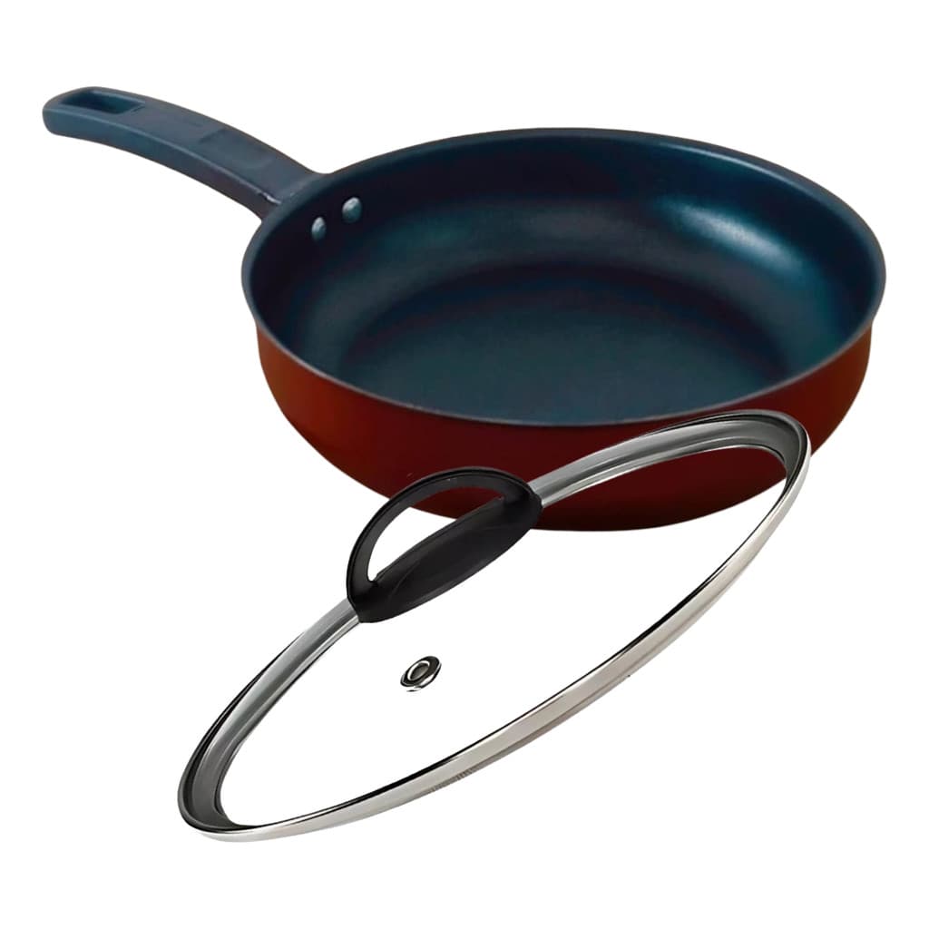 Frigideira Antiaderente Vermelho Com Tampa De Vidro 20cm Top