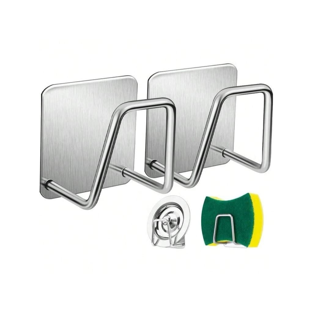 3Peças De Suporte Para Esponja De Pia Gancho Cozinha Aço Inox Bucha Banheiro Multifuncional Organizador Utensílio