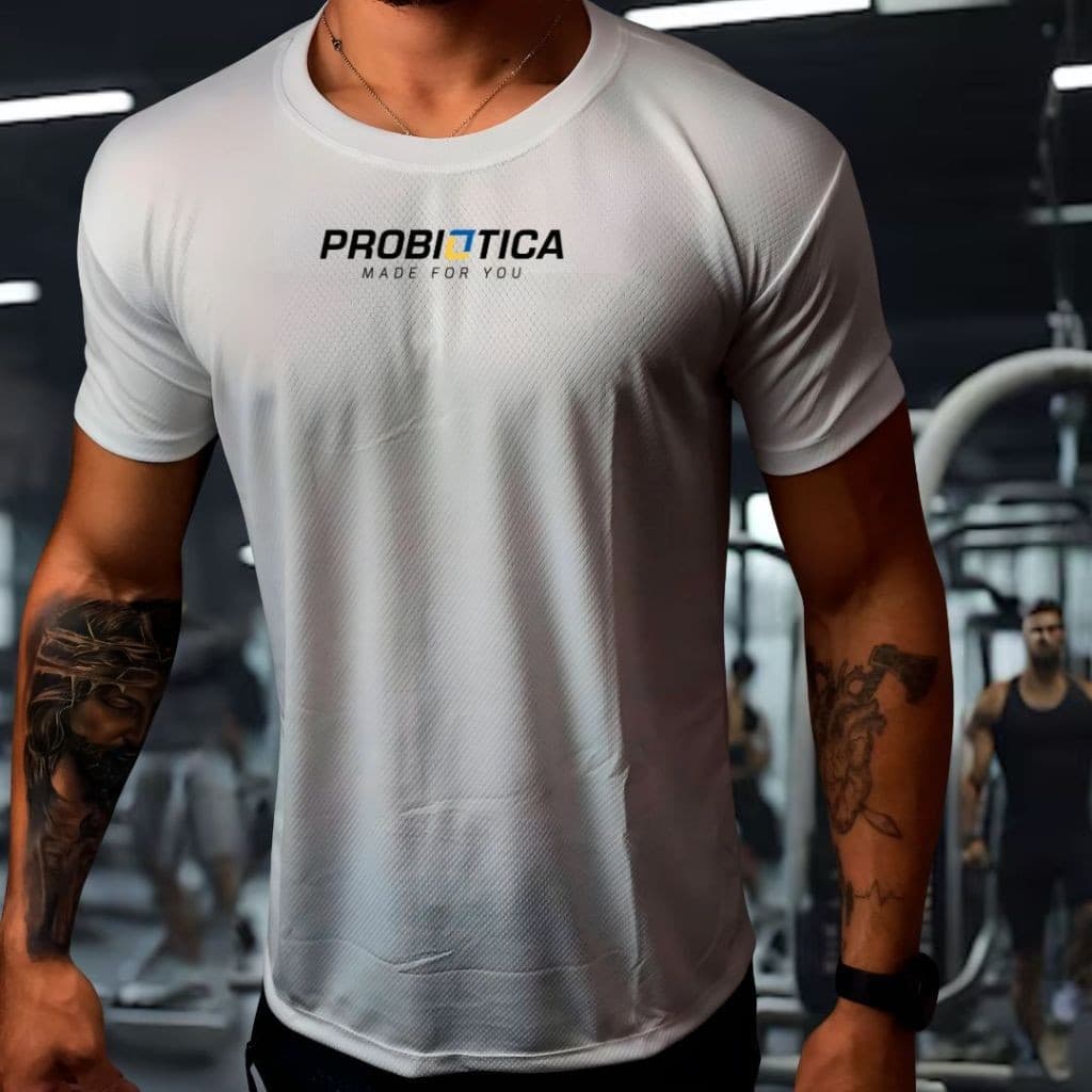 Camisa Dry Fit  Masculina - Modelo PROBBIOTICA ,  Academia, Corrida, CrossFit, Ideal Para Treinos Intensos