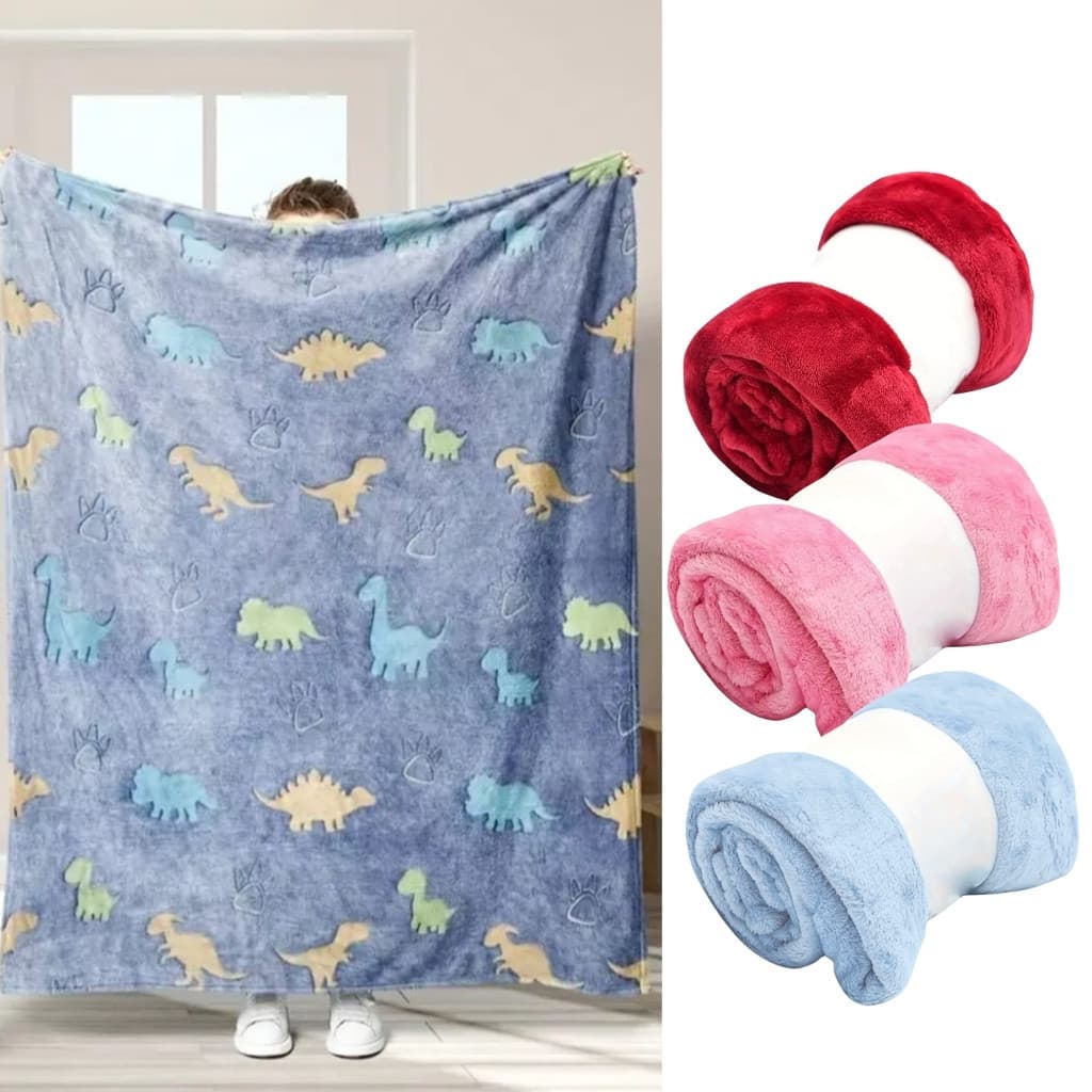 Kit 2 Peças Manta Infantil fleece Bebe Estampado Menino/Menina