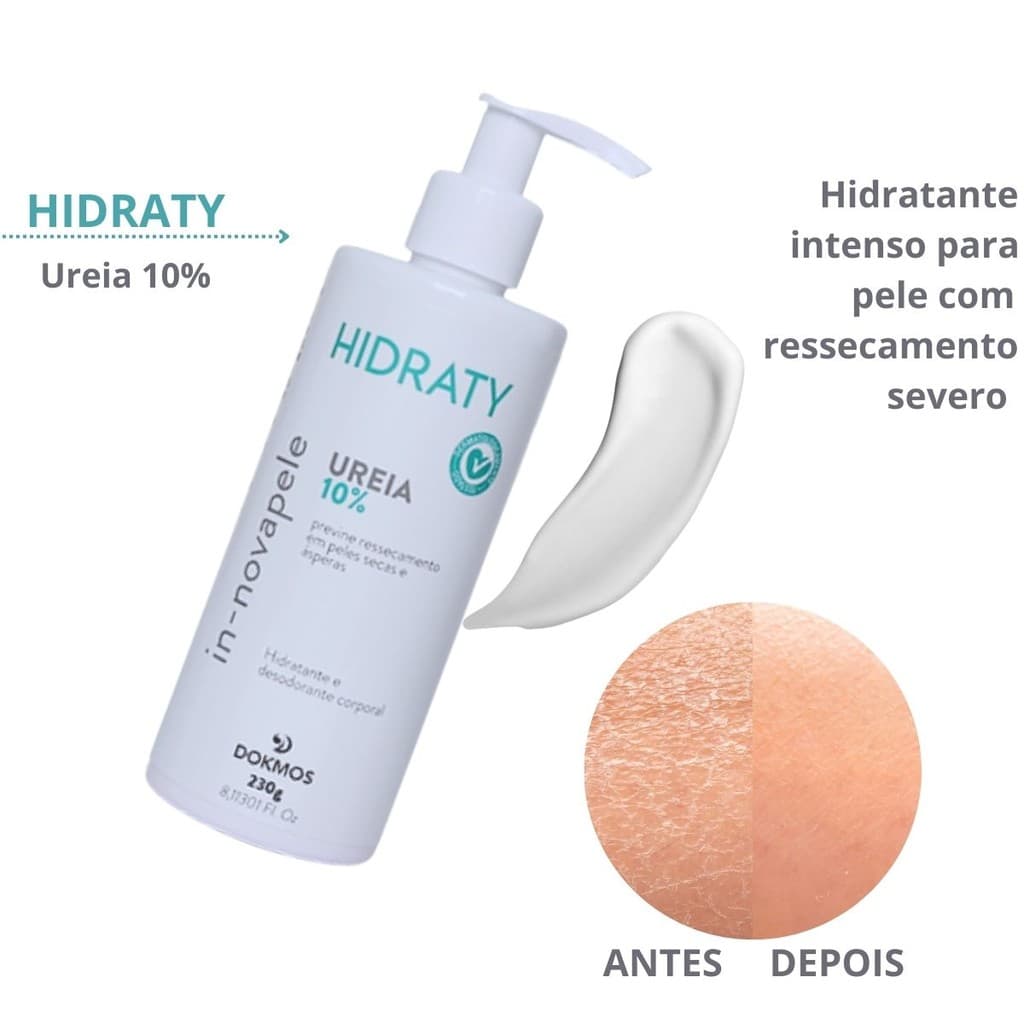 Hidratante E Desodorante Corporal Hidraty Ureia 10% Para Pele Ásperas In-Novapele Dokmos 230g