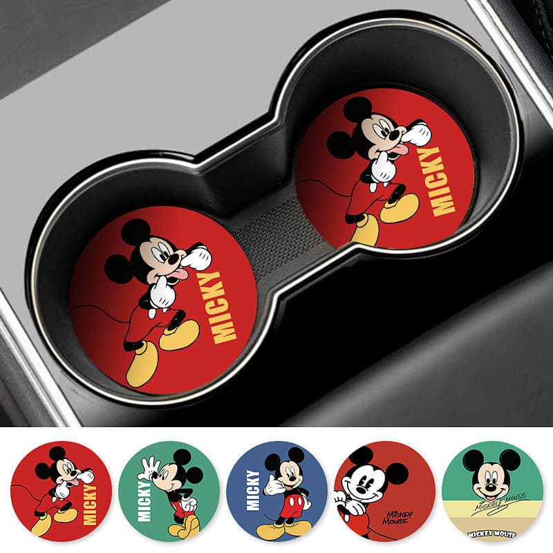 Disney Mickey Car Coaster Car Coaster Car Goods Creative Water Coaster Car Decorações interiores de carros Decorações antiderrapantes Universal
