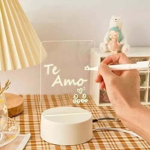 Luminária De Escrever Mesa Quarto Recados Luminaria Led Lousa De Acrílico Quadro De Anotações Abajur 3d Abajour Casa Sala Decoração Criativa