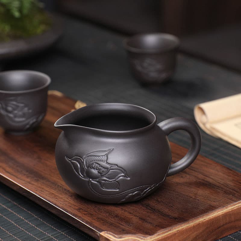 Chávena de chá de areia roxa Lotus Chávena de chá de cerâmica kung fu Conjunto de chá de areia roxa Lotus Conjunto de chá de cerâmica kung fu Acessórios Chávena de chá simples Chávena de chá de marisco Conjunto de chá doméstico Retro Chávena de chá macho