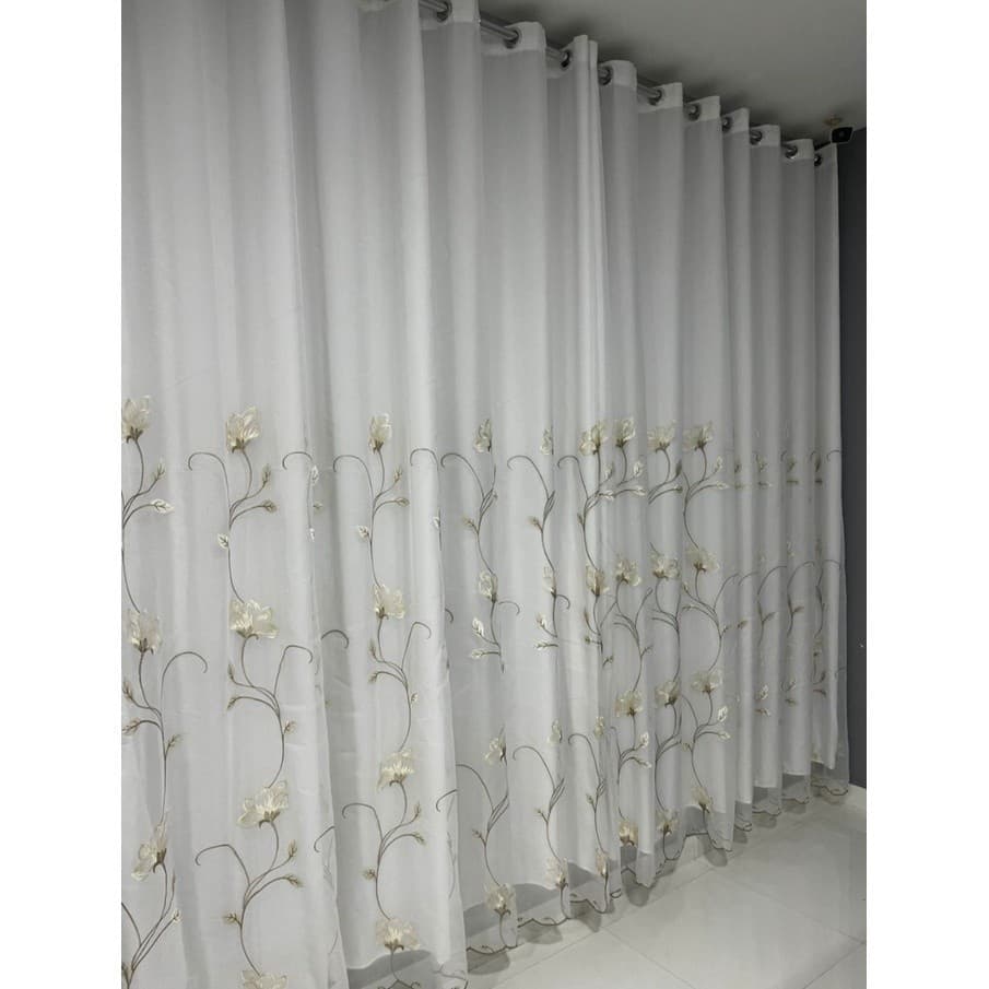 Cortina Bordada C/ Forro De Microfibra Sala/quarto 4,00x2,60