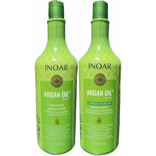 Kit Inoar Argan Hidratante Antioxidante Vitamina E Protege fio contra Agressões externas Sem Sal parabenos Low Poo Shamp