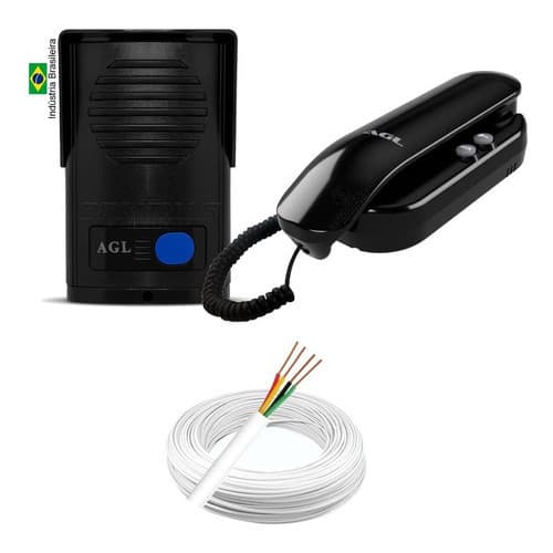 Kit Interfone Agl Com Alimentação Externa + 20 Mts De Cabo