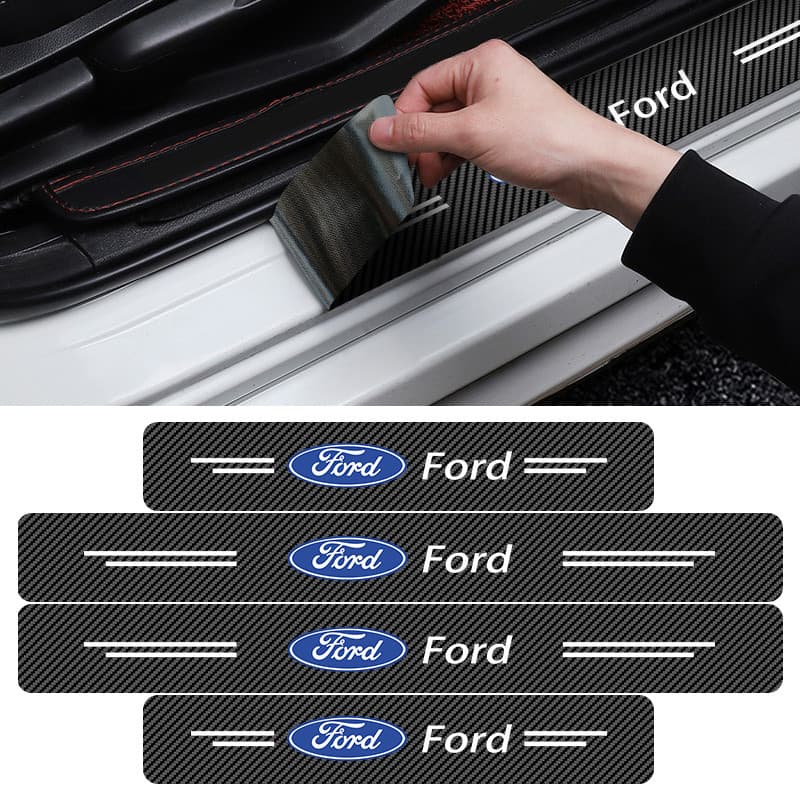 Adesivo De Proteção De Soleira De Porta De Fibra rbon , 4 Peças , Acessórios De Carro Para Ford Mustang Explorer FIESTA