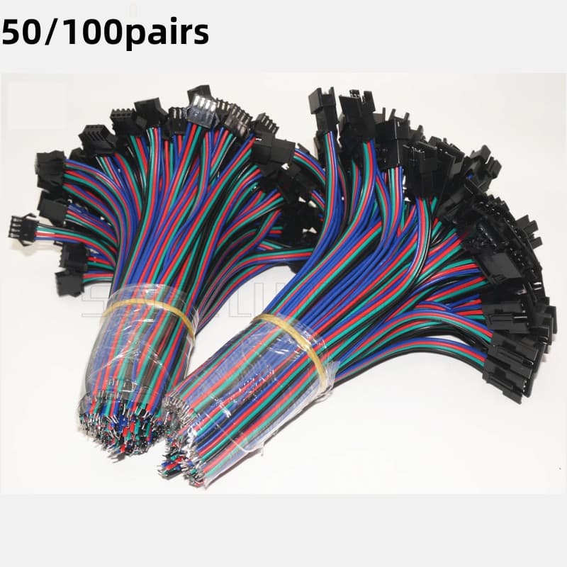 50Pairs/100Pairs 2 Pinos 3 4 5 6 Conector De led Macho/Fêmea JST SM 2 3 4 5 Cabo Fio Para 5050 RGB WS2811 WS2812 RGBCCT 6PIN Condutor De Fita Lâmpada