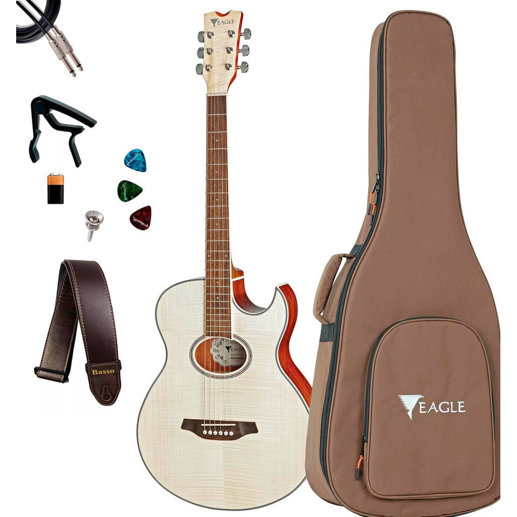 Violao Eletrico Eagle Gl36 Stnt Com Capa + Kit