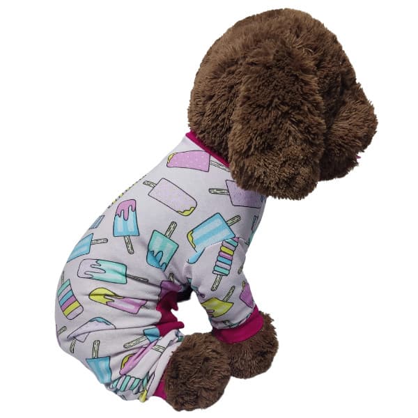 Roupa Pet Pijama Gelato Modelo Macacão picole sorvete divertido engraçado roupinha pets