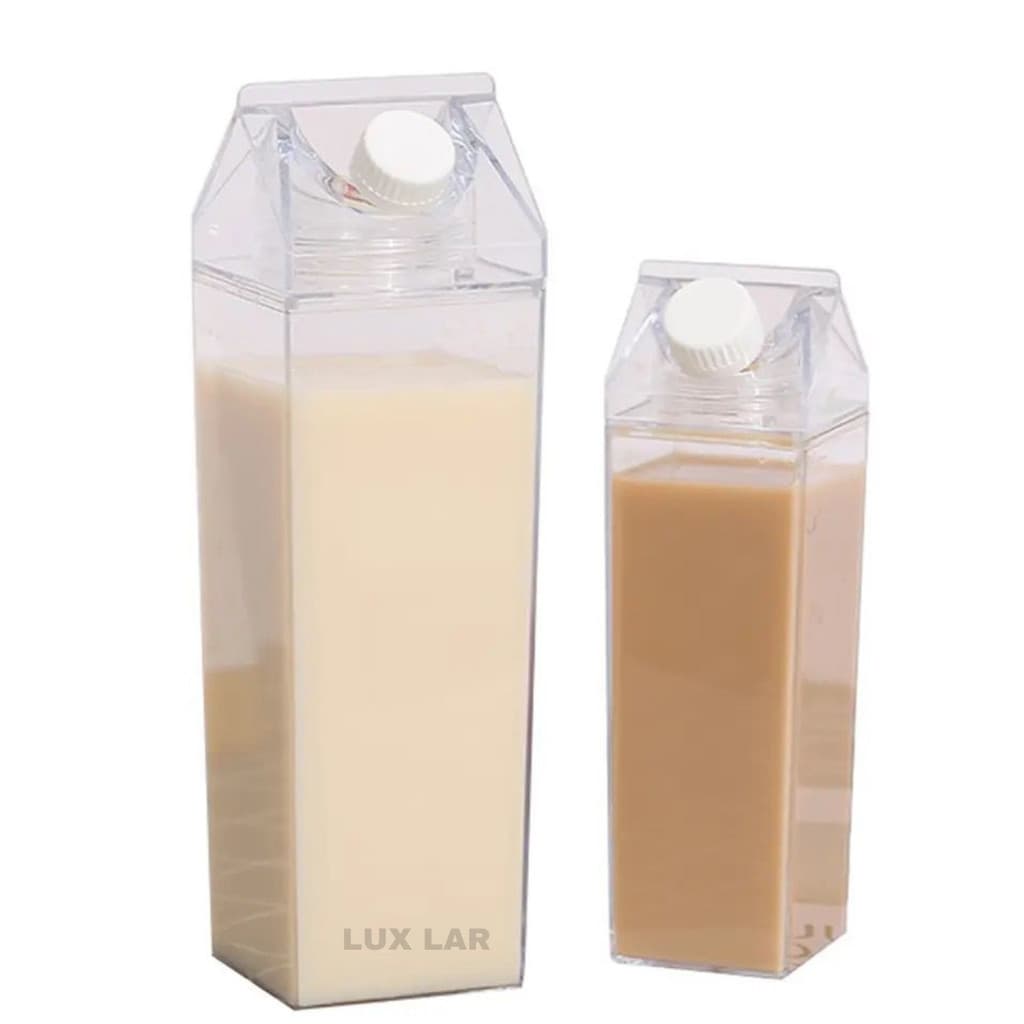 Garrafa de Acrílico para geladeira Leite Transparente em Formato de caixa de Leite Suco Chá