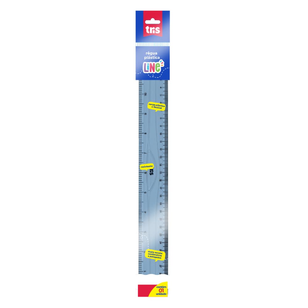 Régua Plástica 30 cm Line Colors TRIS