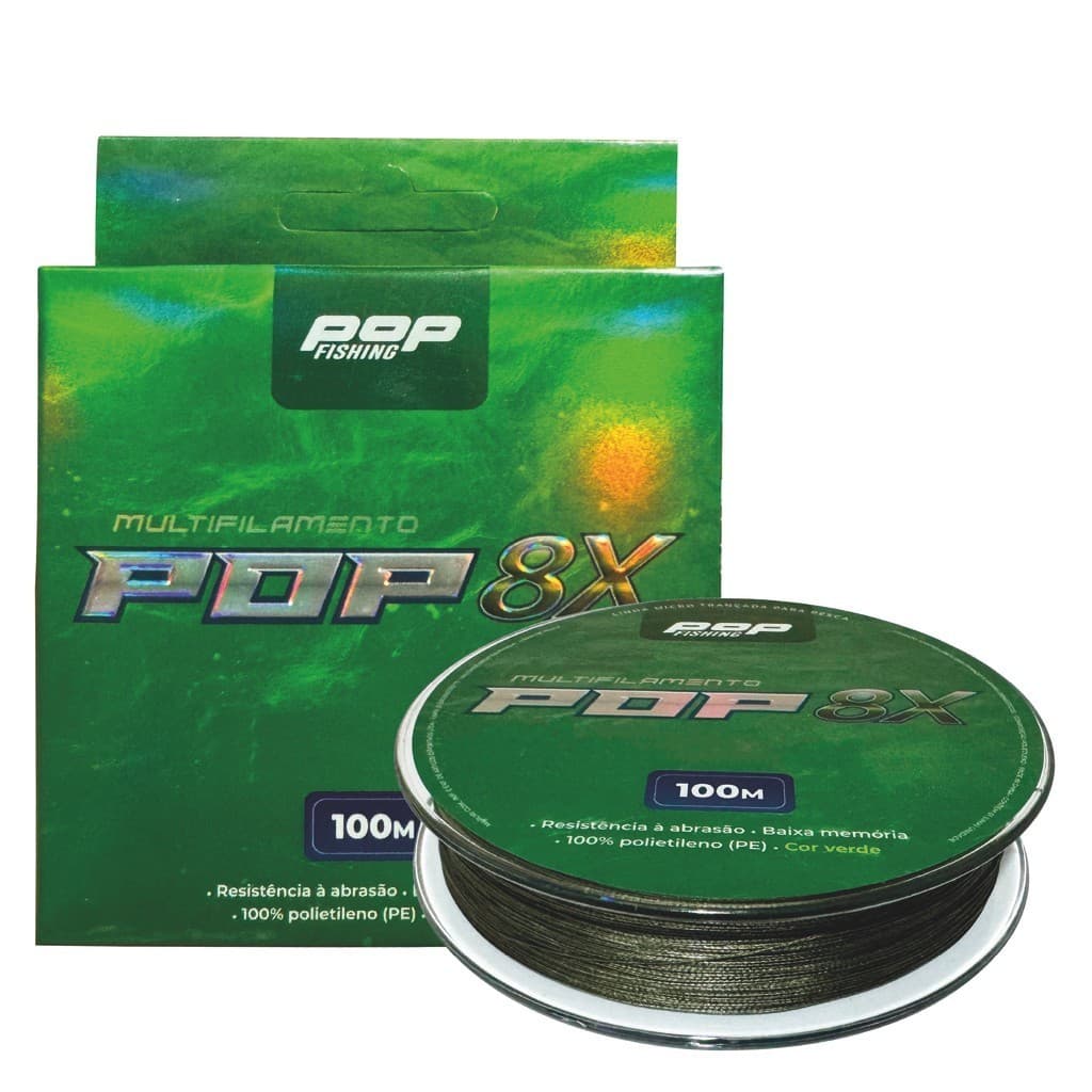 Linha Multifilamento Pop 8x Resistente Verde Pop Fishing 100m