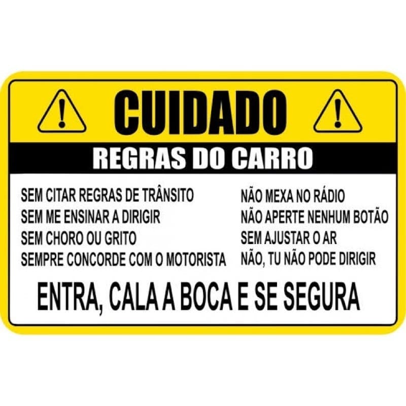 ADESIVO REGRAS DO CARRO 12CM