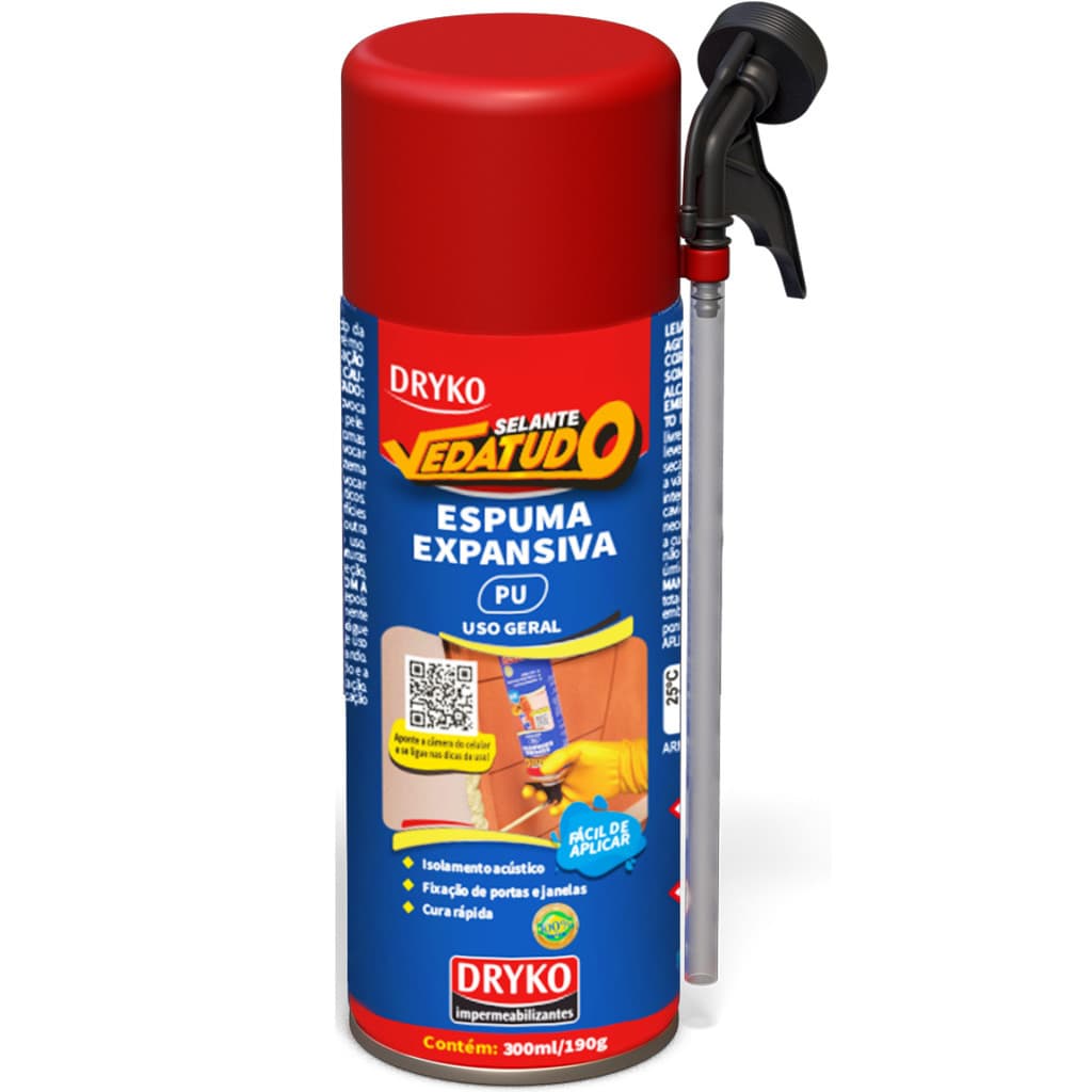 Espuma Expansiva Porta Janela Uso Geral Obra Vedatudo Vedação Batente Fixação Isolamento 300ml