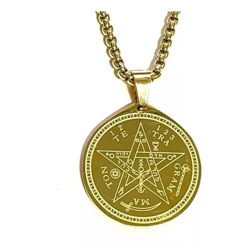 Pingente Tetragramaton Cordão Pentagrama Salomão