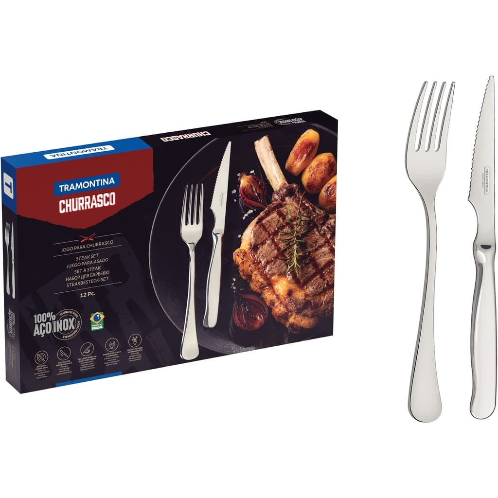Jogo para Churrasco Tramontina Aço Inoxidável Zurique 12 Pç