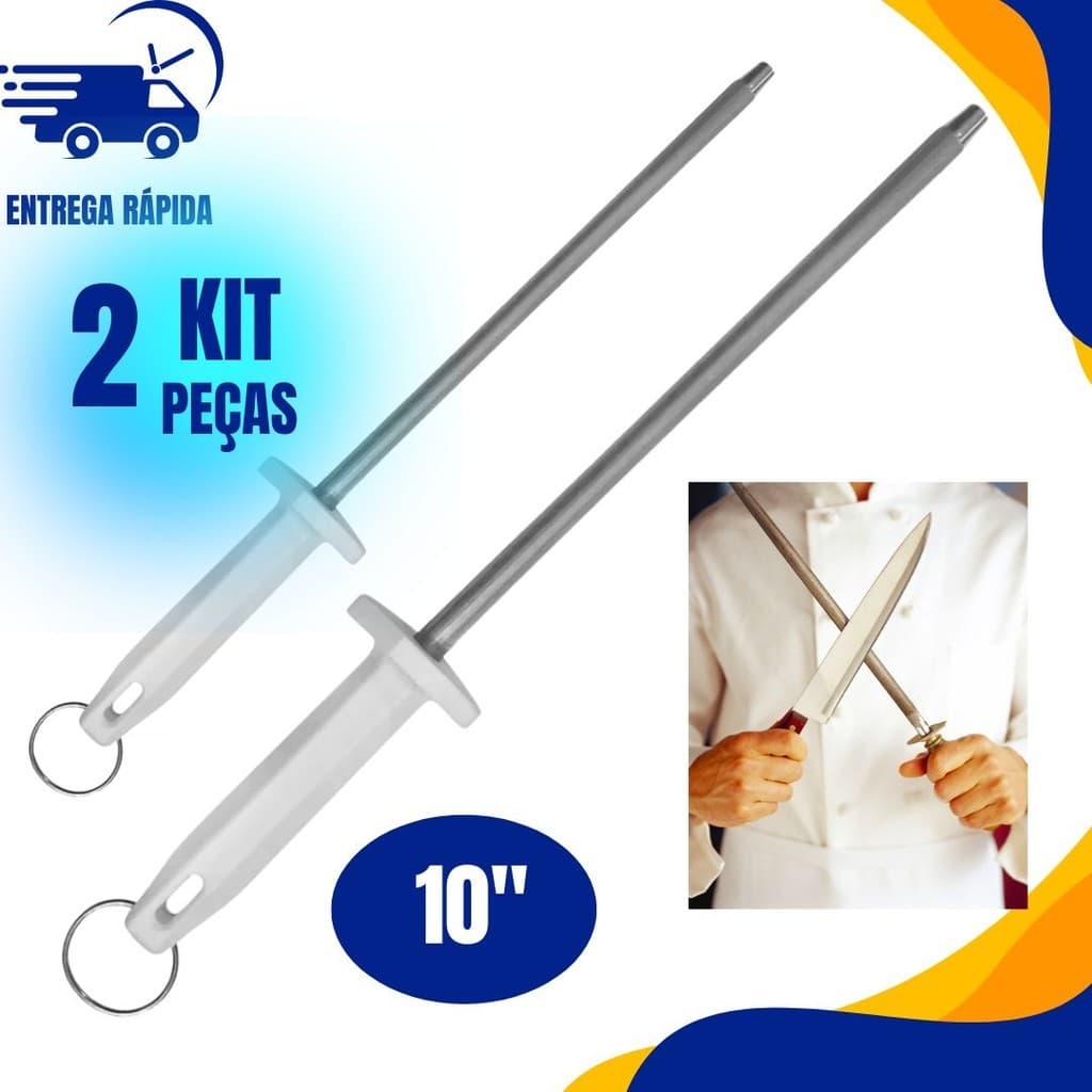 Kit 2/1 unidade Chaira Profissional 10 polegadas Amolador Grande Afiador de Faca Açougueiro