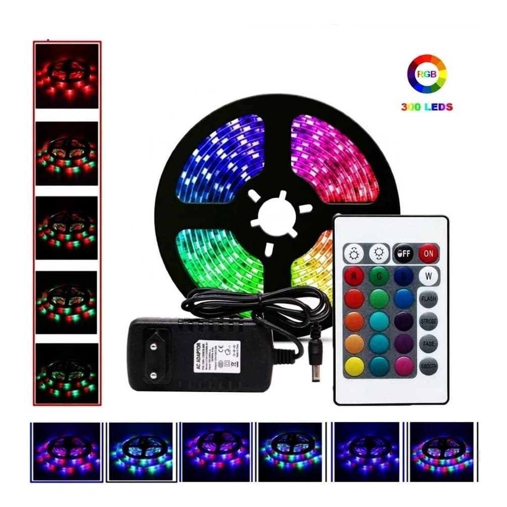 Fita Led 5050 Rgb Colorida 5mt 16 Cores + Fonte + Controle