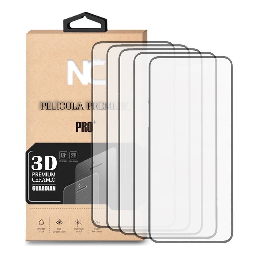 Kit 5 Películas de Vidro 3D Anti Impacto para Moto G55 G54 G14 | Alta Proteção