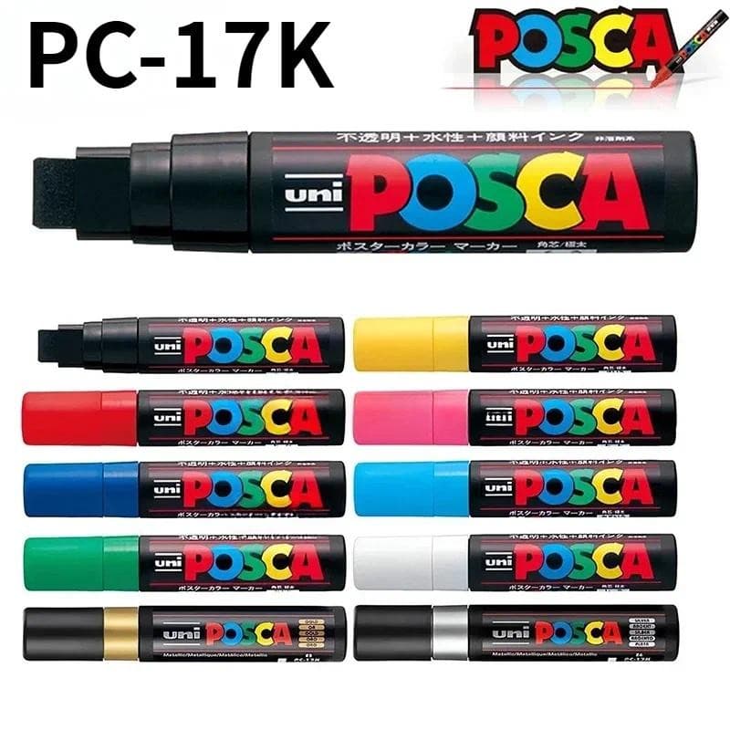 UNI POSCA PC-17K Marcador Graffiti Pintura Arte Marcadores Pontas Largas 15mm Caneta De Tecido Materiais De Ampla Colora