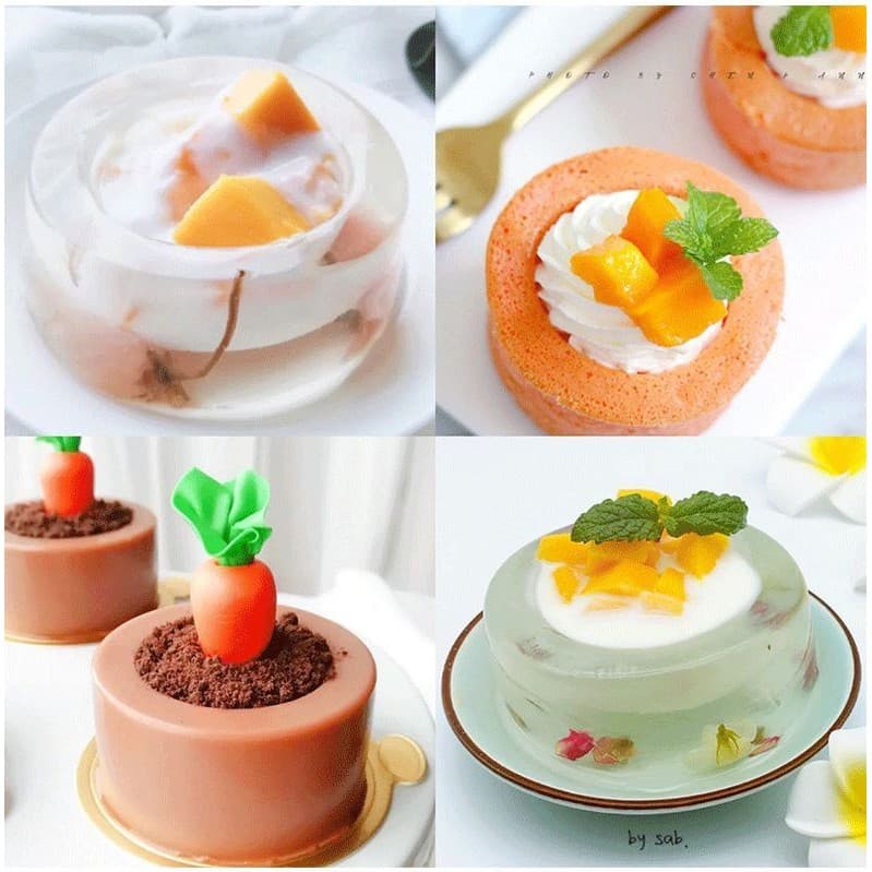 6 oco cilíndrico côncavo-convexo pudim copo molde de Silicone Mousse bolo molde