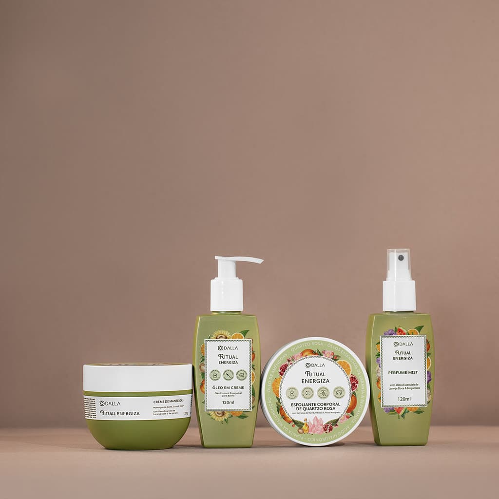 Kit Banho Premium - Ritual Energiza Creme Hidratante Corporal + Esfoliante Corporal + Óleo Corporal + Perfume Mist
