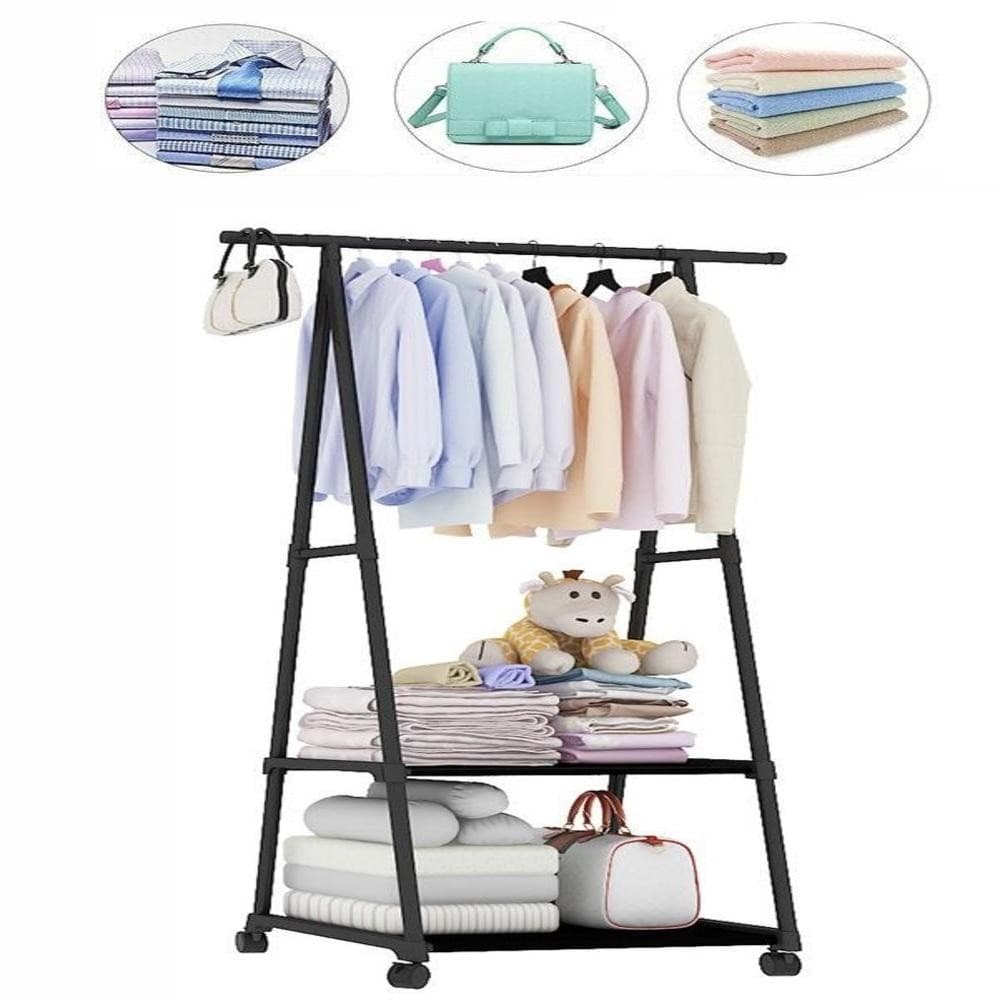 Guarda-Roupas Portateis Arara e 2 Prateleiras Organize Roupa