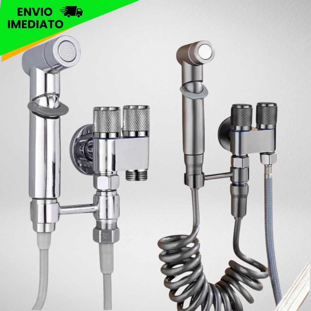 Ducha Higiênica Para Banheiro Lavatório Duplo Chumbo/Cromada Inox ABS KIT DUCHA + REGISTRO DUPLO
