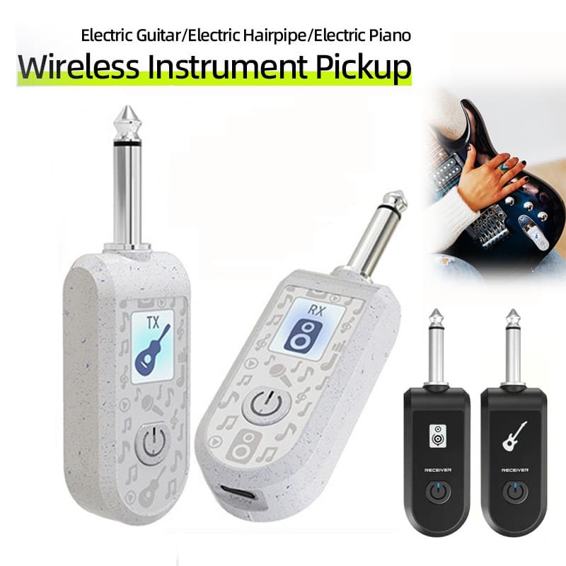 Sistema De Guitarra Sem Fio 2.4GHz Receptor Transmissor Áudio Recarregável Para Elétrica Baixo 30M Transmissão
