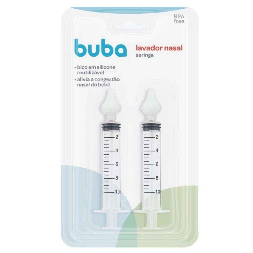 Kit 2 Seringas Lavagem Higienização Lavador  Nasal Bico Silicone Transparente Buba