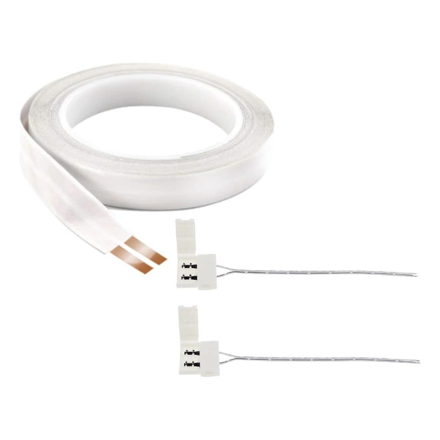 Kit 2mts Fio Fita 2 Vias 10a Fita Elétrica+2 Conectores Clip