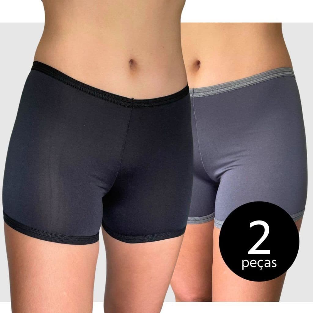 Kit 2 Shorts Bermuda Segunda Pele Anágua Cintura Alta Modeladora Liso Feminino