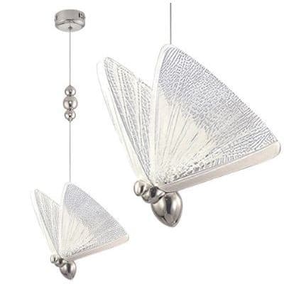 Lustre Borboleta Mini De Teto Design Criativo Luz Led Prata