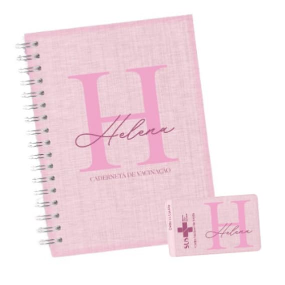 Caderneta de Vacina Capa dura - Personalizada -  Linho menina