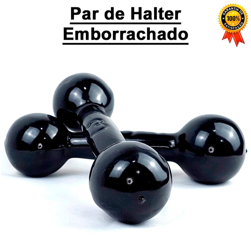 Par Halter Emborrachado 10kg Treino Academia 20kg Total