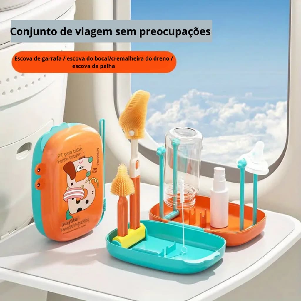 Kit Escova de limpeza portátil para mamadeira e bico limpeza para lavar mamadeira e chupeta