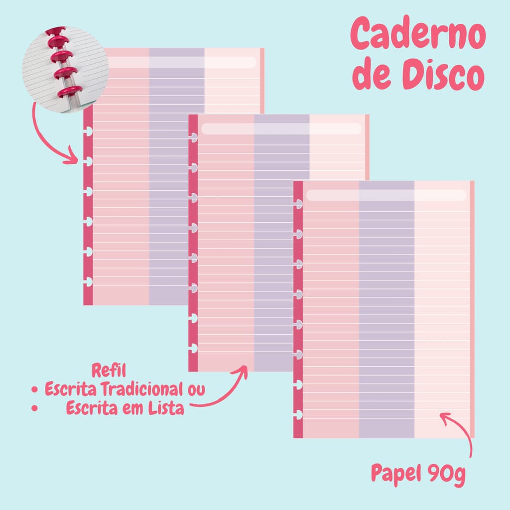 Refil para Caderno de Disco (Caderno Inteligente) - 3 cores